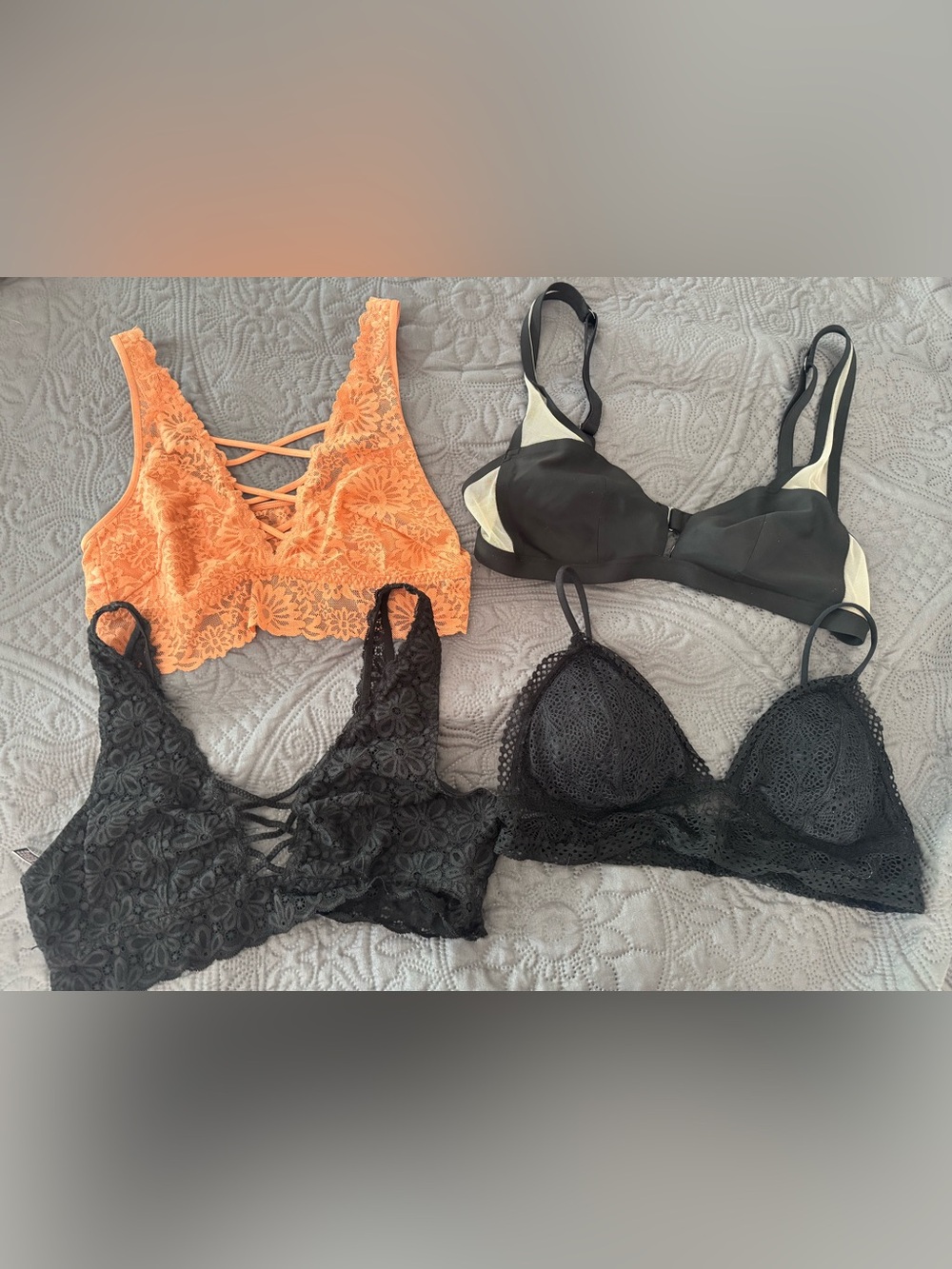 Victoria's Secret Orange Lace Bralette large bundle of 4
